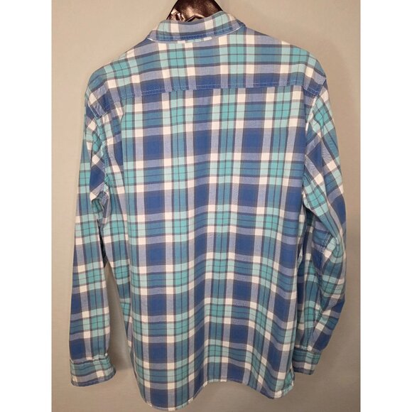 American Eagle Outfitters No77 Plaid Button-Up Shirt Blue Green XL Athletic Fit - Picture 2 of 9